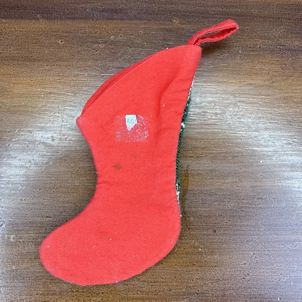 Vintage Needlepoint Mini‎ Christmas Stocking Ornament